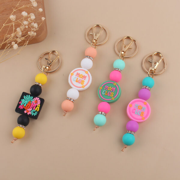 Wholesale Cartoon Silicone MAMA Handmade Beaded Keychains