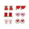 Wholesale Valentine Hearts Bears Wooden Earrings