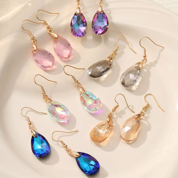 Wholesale Crystal High-grade Long Geometric Water Drop Fashion Light Luxury Colorful Zircon Earrings
