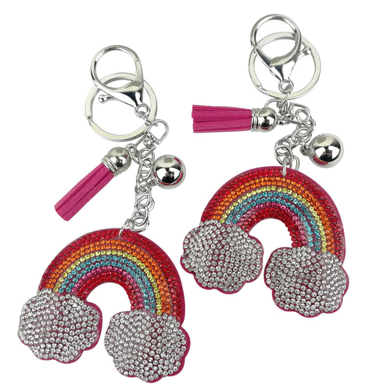 Wholesale Diamond Studded Rainbow Cloud Metal Keychains