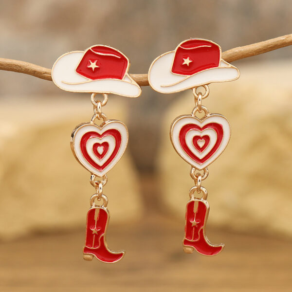 O1CN01ZQP5Oi21msS332gTu_1121057028-0-cib Wholesale Western Cowboy Hats Boots Love Alloy Oil Drop Earrings