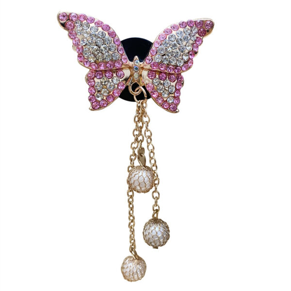 Wholesale Butterfly Tassel Diamond Studded Pearl Car Perfume Clip