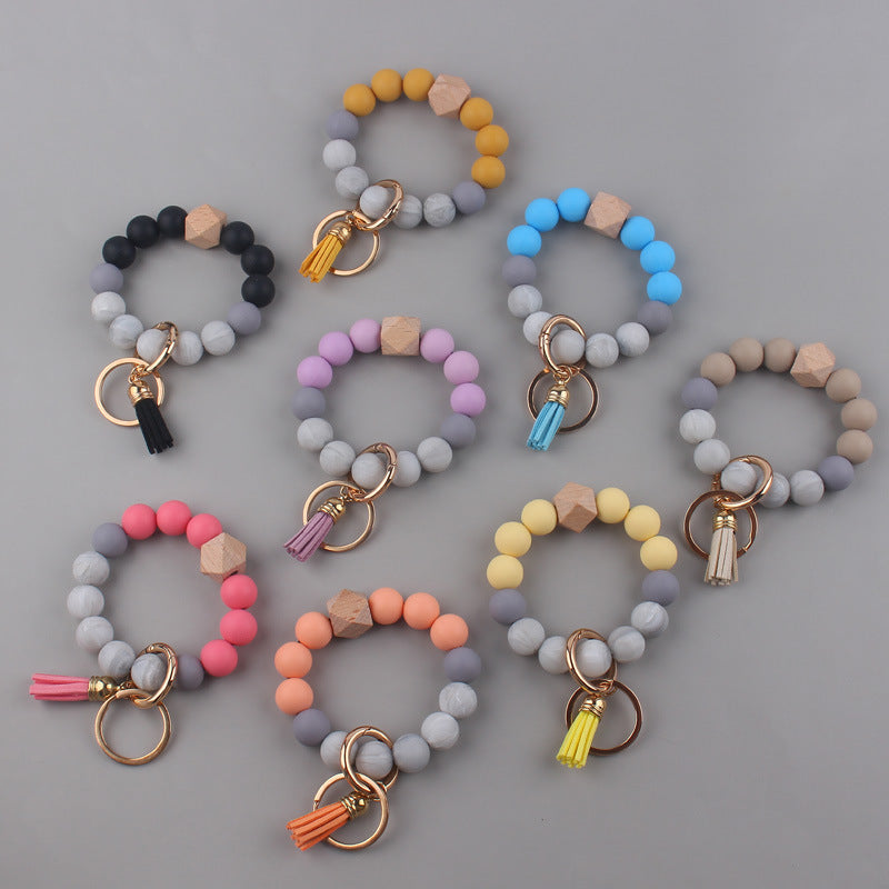 Wholesale Silicone Beaded Wrist Keychain