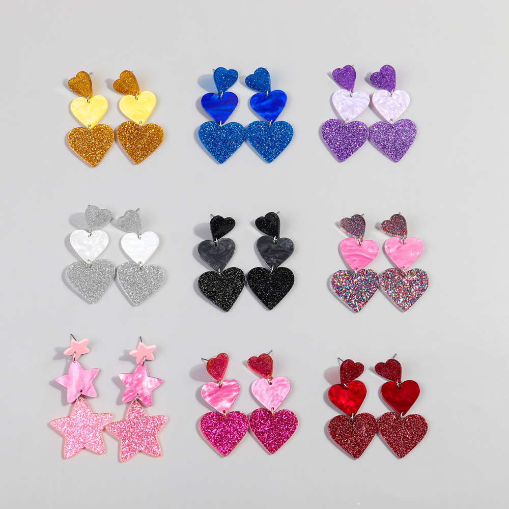 Wholesale Valentine's Day Love Sparkling wder Acrylic Earrings
