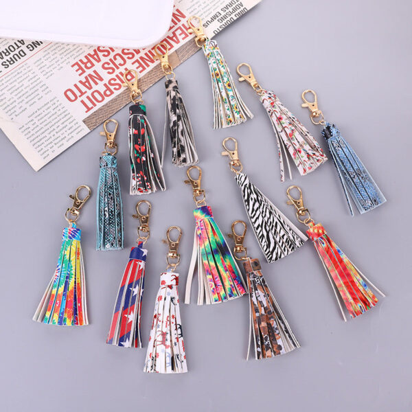 Wholesale PU Pattern Snake Keychain Tassel Pendant