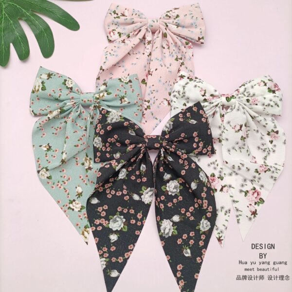 Wholesale Chiffon Floral Bow Ribbon Hair Clips
