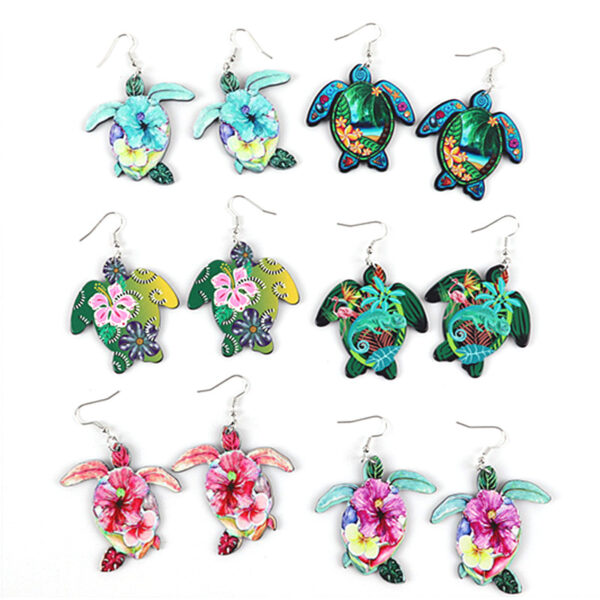 Wholesale Boho Turtle Turtle Acrylic Print Pattern Earrings