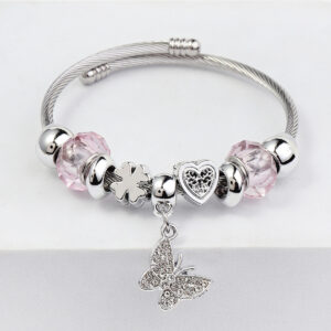 Wholesale Beaded Stainless Steel Butterfly Bracelet