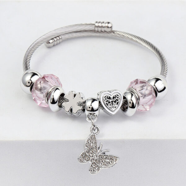 Wholesale Beaded Stainless Steel Butterfly Bracelet