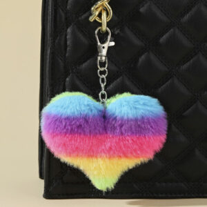 Wholesale Rainbow Heart Plush Keychain