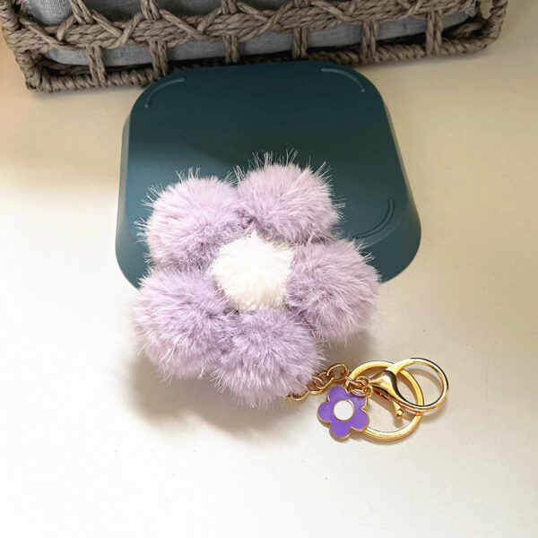 Wholesale Cherry Blossom Fur Ball Car Keychains