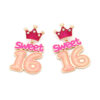 Wholesale Cartoon Enamel Crown Birthday Zinc Alloy Earrings