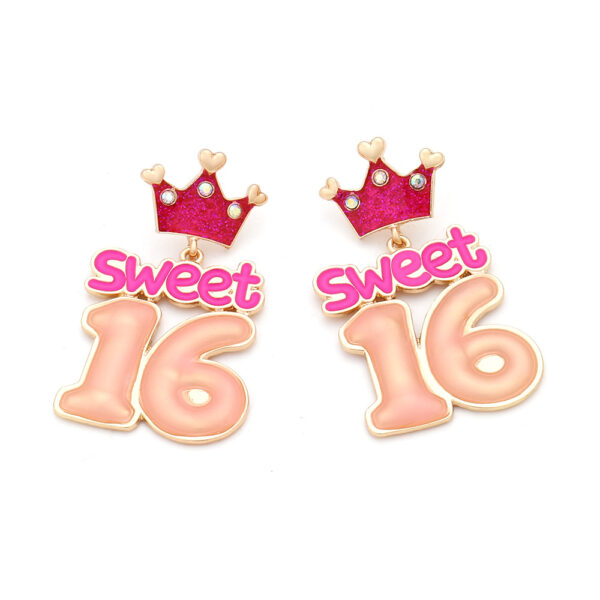 Wholesale Cartoon Enamel Crown Birthday Zinc Alloy Earrings