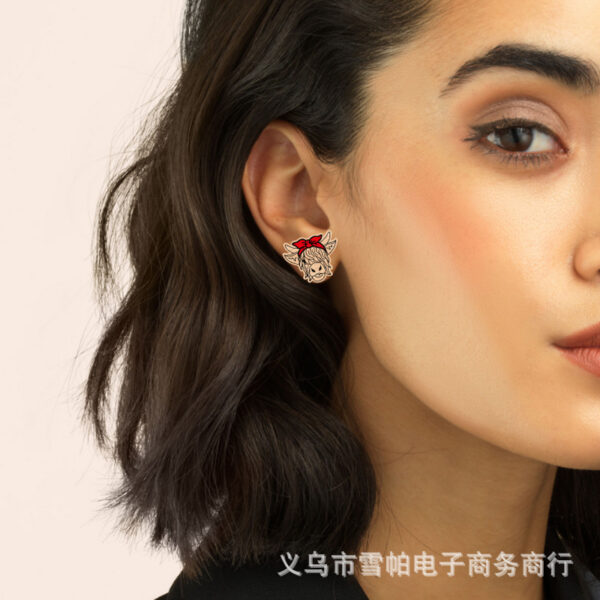 Wholesale Bow Yak Highland Wooden Earrings