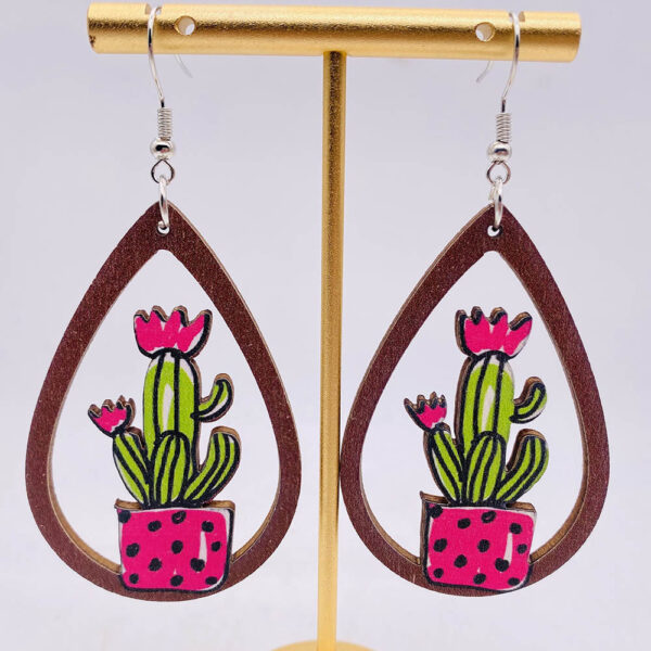 O1CN01ZeshQ226rWSu4TM4v_2209785017715-0-cib Wholesale Hollow Cactus Wooden Elk Mushroom Print Earrings