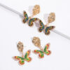 Wholesale Alloy Oil Drop Diamond Color Matching Butterfly Earrings