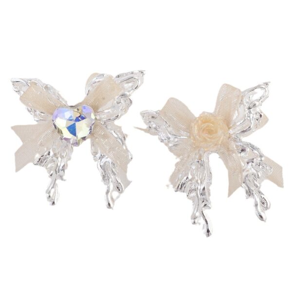 Wholesale 5pcs Alloy Lace Bow Butterfly Alloy Beads Straight Hole Beads DIY Beads