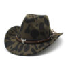 Wholesale Vintage Rolled Brim Woolen Cow Patterned Top Hats