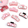 Wholesale Valentine's Day Pink Leather Hair Clips