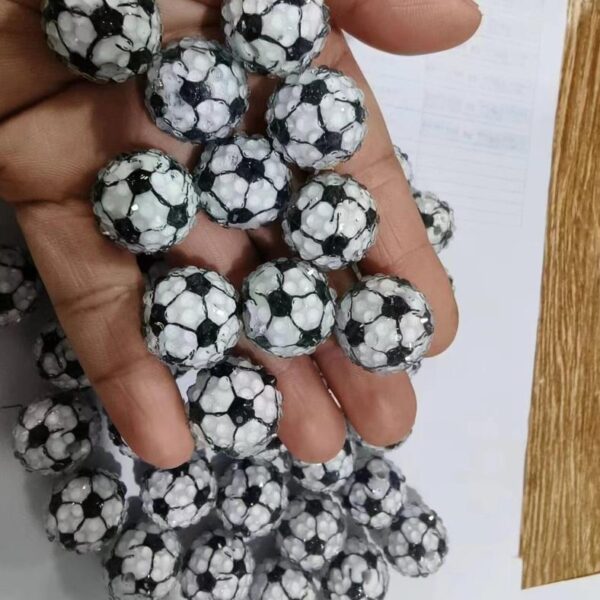 Wholesale 20MM Resin Football Diamond Inlaid Tree Ball Beads Loose Beads