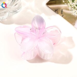 8cm plumeria-transparent pink and white / Qiyue factory direct sales