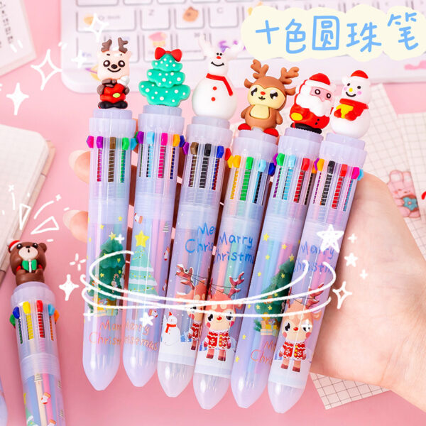 Wholesale Plastic Cartoon Christmas 10 Color Ballpoint Pen