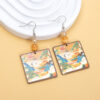 Wholesale Auspicious Three-dimensional Printed Geometric Square Acrylic Earrings