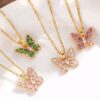 Wholesale Zircon Butterfly Titanium Steel Clavicle Necklace
