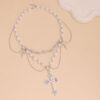 Wholesale Imitation Pearl Tassel Cross All-match Fashion Necklace