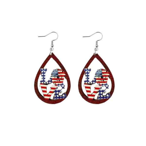 Wholesale Independence Day Flag Wood Earrings