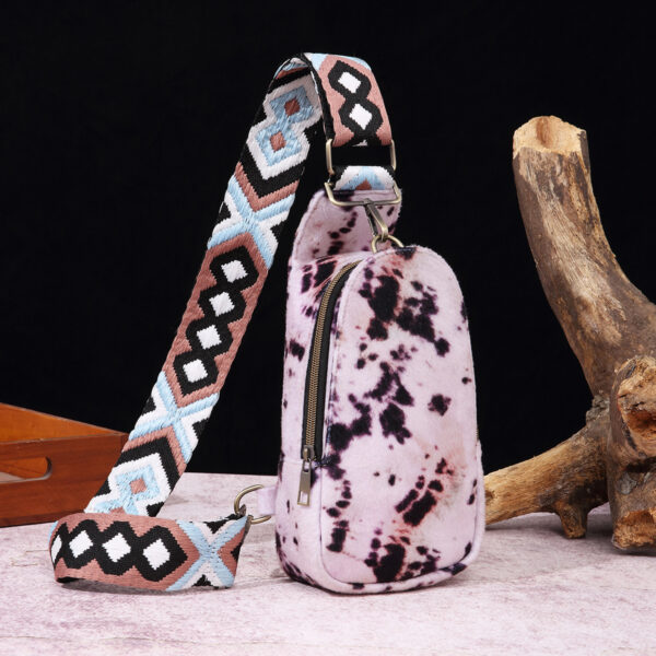 Wholesale PU Wide Shoulder Strap Women's Plush Velvet Chest Bag Waist Bag Crossbody Bag