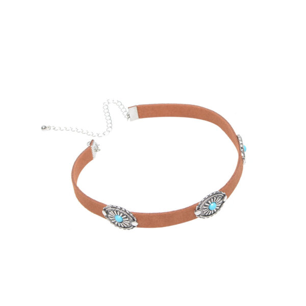 Wholesale Alloy Bohemian Faceplate Turquoise Pendant Necklace