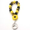 Wholesale Sunflower Silicone Beaded Wrist Keychain