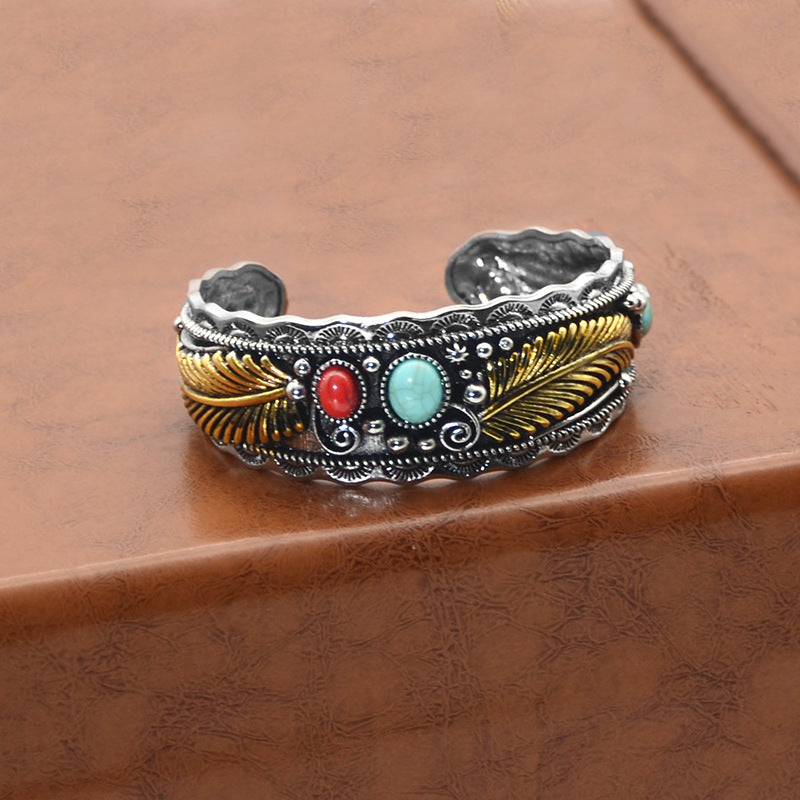 Wholesale Vintage Bicolor Leaf Alloy Bracelet
