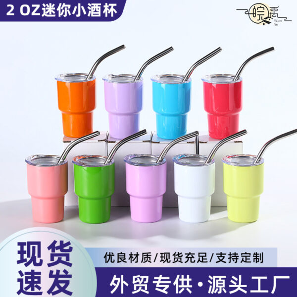 Wholesale Candy Color Red Wine Cup 2oz Stainless Steel Ice Bullies Cup