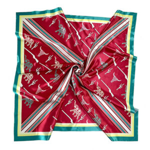Wholesale Fashion Printed Bull Elephant Cactus Large Square Scarf Silky Scarf