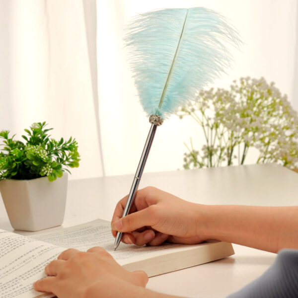 Wholesale 40cm Creative Colored Metal Ball Black Refill Feather Pen