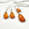 Wholesale Imitation Amber Water Drop Alloy Necklace Earrings Set