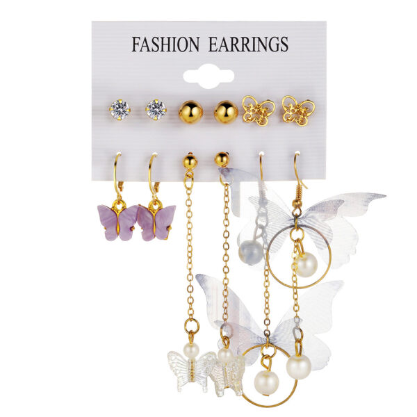 O1CN01a3AYqH29BKlYFbwCi_1007608029-0-cib Wholesale Acrylic Pearl Butterfly Asymmetrical Earrings