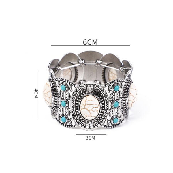 O1CN01a456Kx1jhgnb7gY56_2215436944580-0-cib Wholesale Hollow Inlaid Turquoise Alloy Bracelet