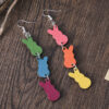 Wholesale Easter Colorful Bunny Wooden Earrings