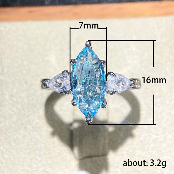 Wholesale Copper Ring with Light Blue Marquise Zircon