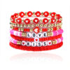 Wholesale Creative Design Lucky Love Fashion Multi-color Polymer Clay Bracelet Set