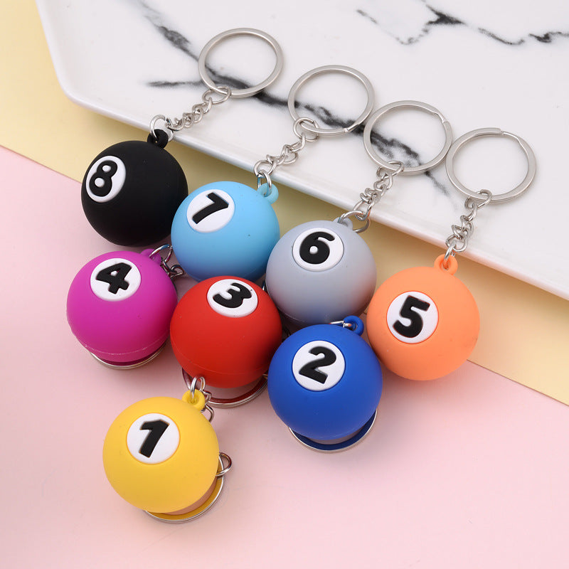 Wholesale Creative Billiards PVC Soft Rubber Keychains