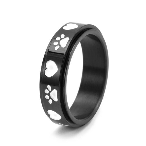 Wholesale Titanium Steel Love Dog Paw Spin Ring