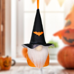 Halloween pointy hat gnome small pendant H black hat bat