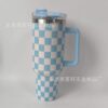 Wholesale Tumbler Stainless Steel Double-layer Insulation 40oz Checkerboard Handle Ice Cup