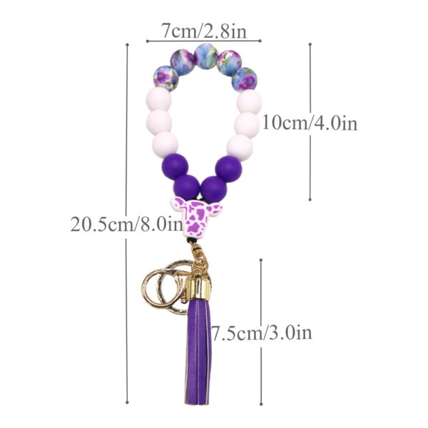 O1CN01aAQCLb1eDqydB9lH0_2216524353838-0-cib Wholesale Cow Pattern Cow Head Silicone Beaded Wrist Keychain