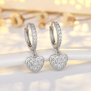 Full diamond heart-shaped ear Buckle (White Gold)