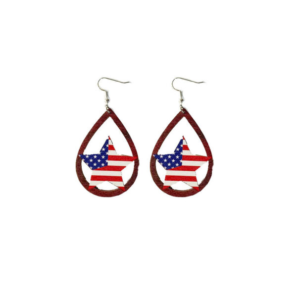Wholesale Independence Day Flag Wood Earrings